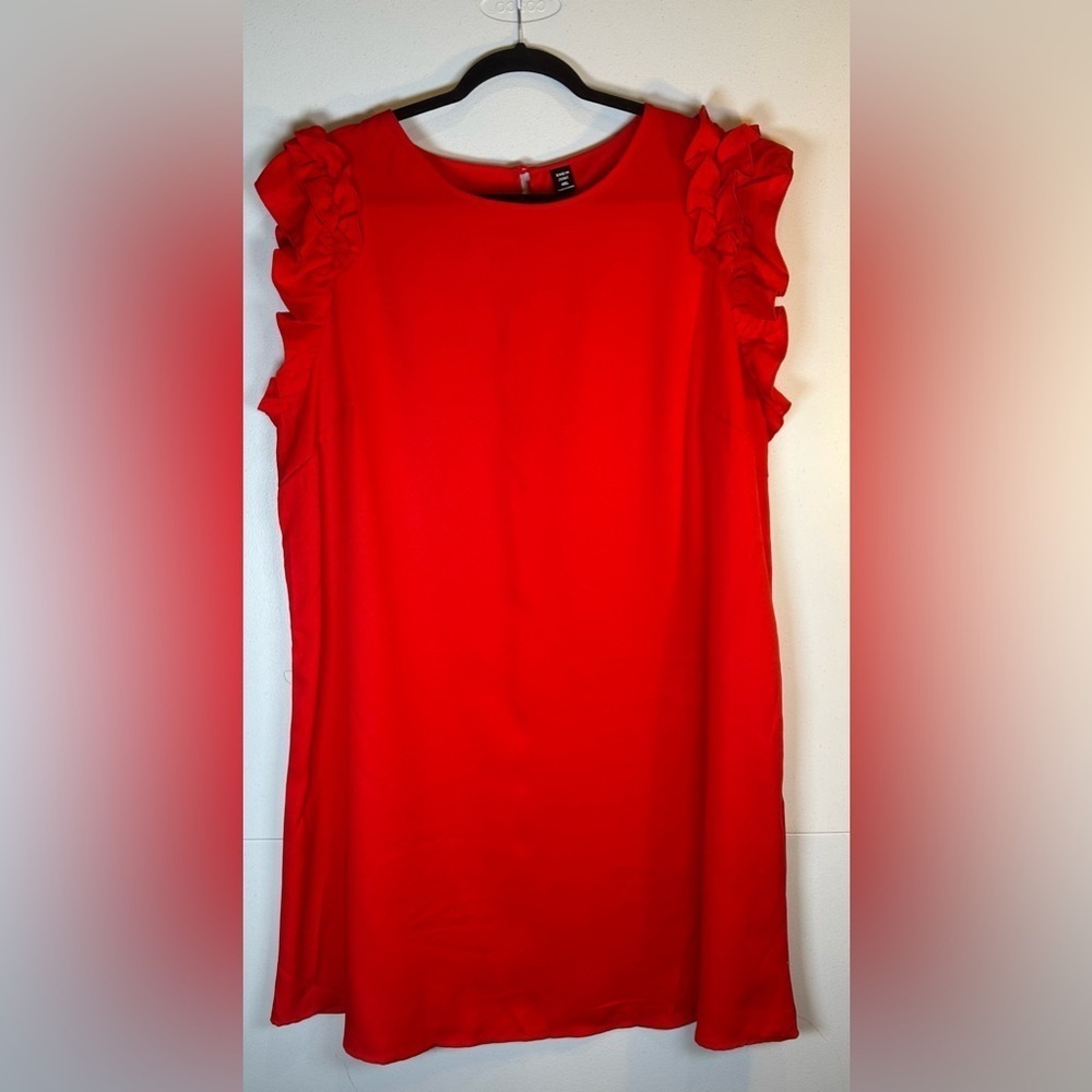 SHEIN Curve Vibrant Red Aline Dress w/Ruffle Sleeves. Size 4X